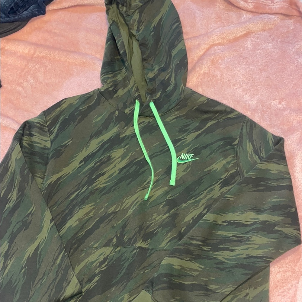 Nike Camouflage Hoodie with Neon Accents
